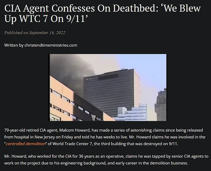 Cia Agent Confesses On Deathbed We Blew Up Wtc 7 On 911 79 Yearold Retired Cia Agent Malcom Howard